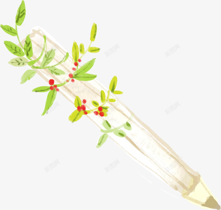 手绘绿色清新花草植物png免抠素材_新图网 https://ixintu.com 植物 清新 绿色 花草
