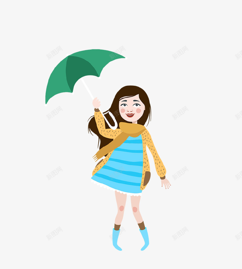 卡通手绘撑伞的少女插画png免抠素材_新图网 https://ixintu.com 下雨 卡通手绘 女孩 少女 插画 撑伞 雨伞