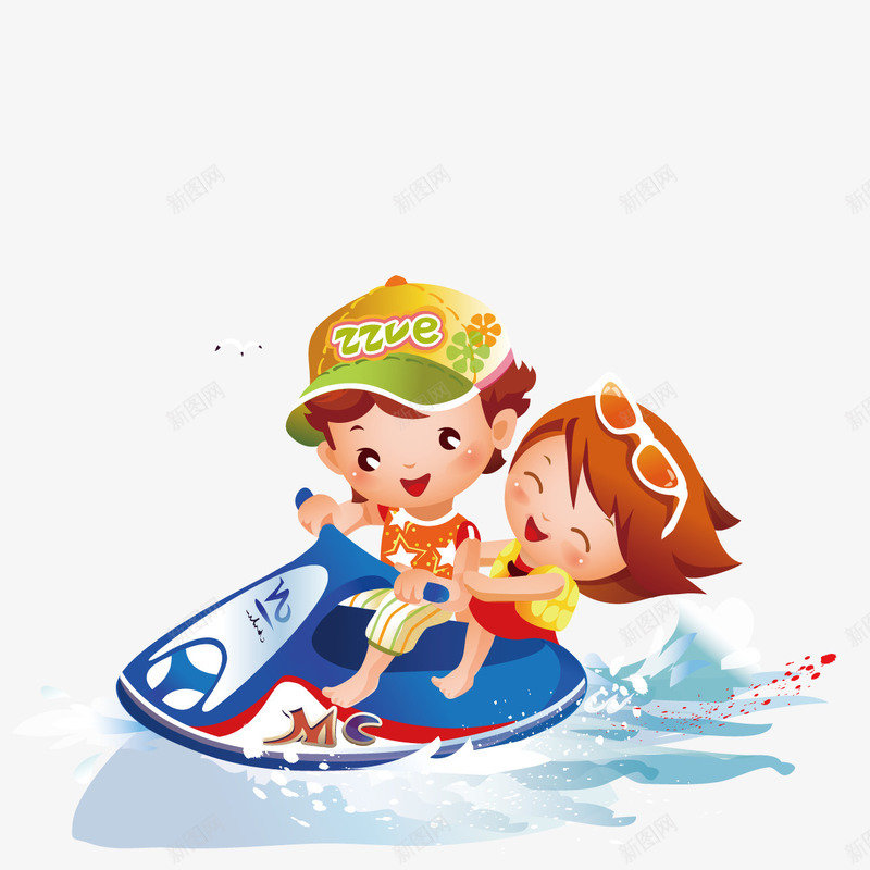 骑水上摩托的情侣png免抠素材_新图网 https://ixintu.com 情侣 摩托 水上