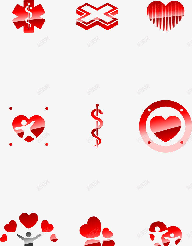 卡通红色医疗图标集合矢量图ai_新图网 https://ixintu.com 医疗 医疗UI图标集合 医疗logo设计 医疗图标 医院 图标 红色医疗图标 矢量图