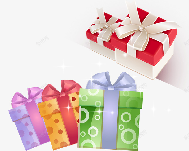 精美新年礼盒包png免抠素材_新图网 https://ixintu.com 彩色 新年 礼物 礼盒 精美 蝴蝶结