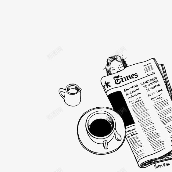 英文报纸png免抠素材_新图网 https://ixintu.com 咖啡杯 报纸插画 文艺 文艺青年 早茶 清新