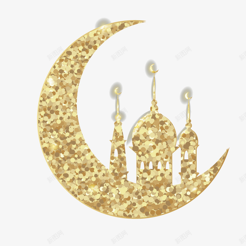 金色金粉宰牲节图案矢量图eps免抠素材_新图网 https://ixintu.com 2017 Adha Eid adha al eid mubarak ul 矢量图