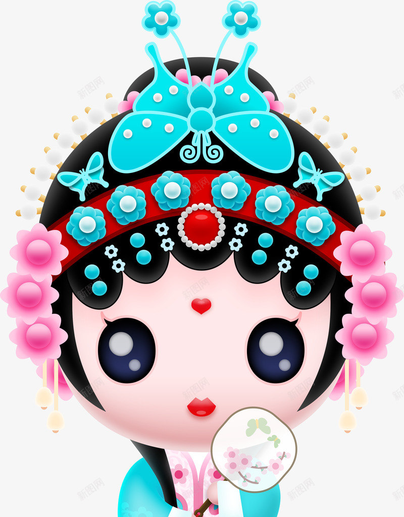 国粹京剧Q版卡通精致花旦png免抠素材_新图网 https://ixintu.com Q版 京剧 卡通 国粹 精致
