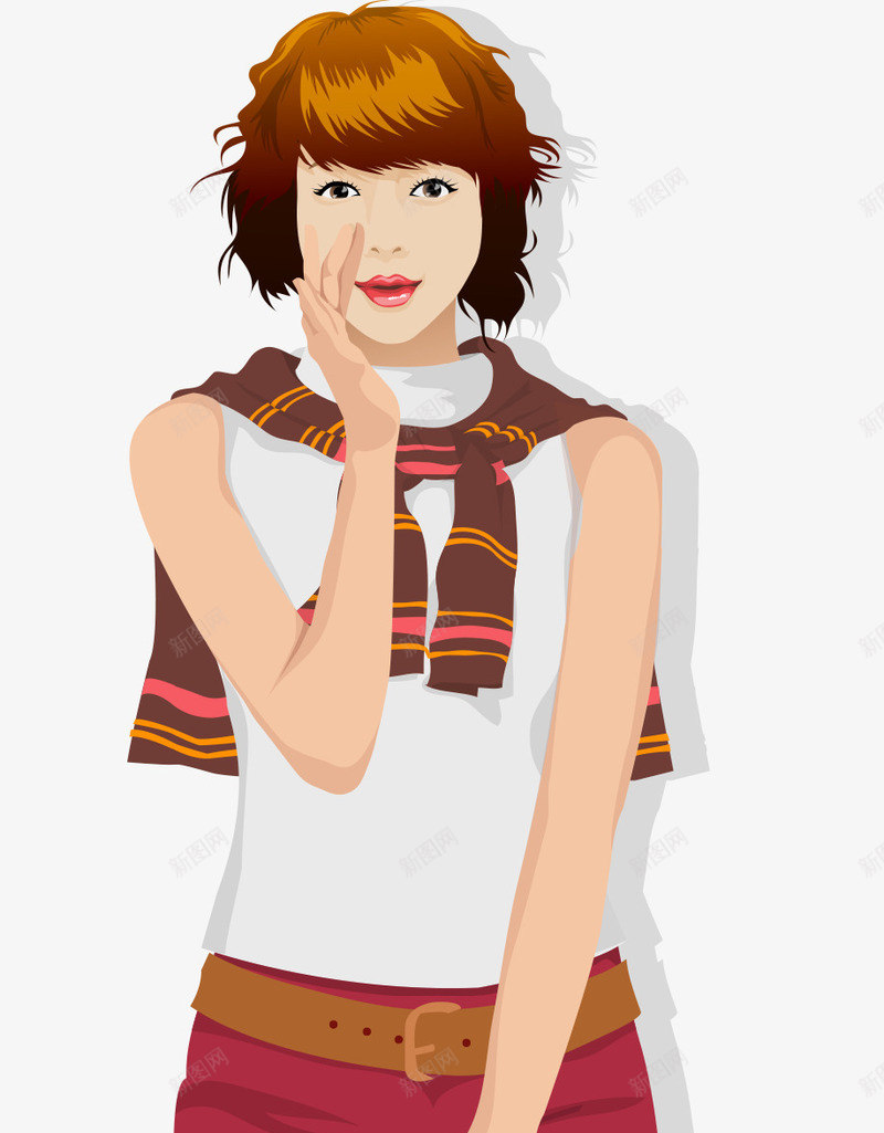 卡通手绘时尚现代围巾性感美女矢量图ai免抠素材_新图网 https://ixintu.com 卡通的美女 性感的美女 手绘的人物 时尚的美女 现代围巾的美女 矢量图