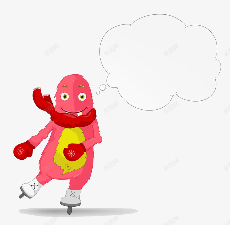 溜冰的红脸怪png免抠素材_新图网 https://ixintu.com 卡通 提示信息 提示框 文字底框 文字框 文字气泡 文字泡 泡泡框 溜冰 聊天气泡
