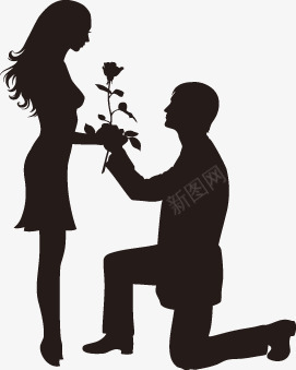 求婚剪影情侣七夕情人节png免抠素材_新图网 https://ixintu.com 七夕 剪影 情人节 情侣 求婚 黑白男女