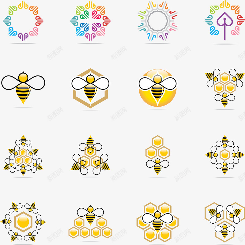 一组企业蜂巢图标矢量图ai_新图网 https://ixintu.com UI 图标 图标线条 图标集合 手绘图标 网页 网页图标 蜂巢 矢量图