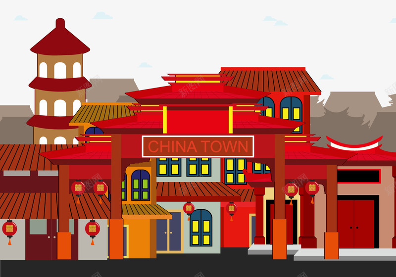 唐人街png免抠素材_新图网 https://ixintu.com 2017年图片下载 2017年鸡年免费PNG图片 中国红 中国风 古建筑 房子 春节PNG下载 门廊 除夕图片下载 鸡年PNG图 鸡年节日图