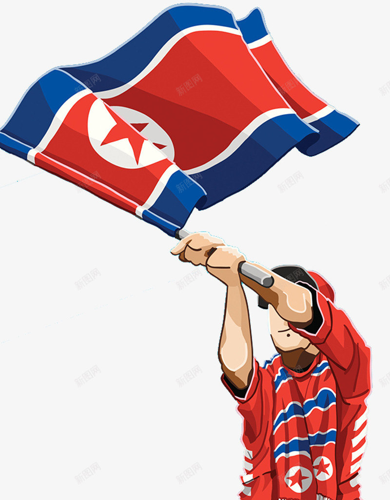 挥舞朝鲜国旗插画png免抠素材_新图网 https://ixintu.com 国旗 挥舞 插画 朝鲜半岛 朝鲜族