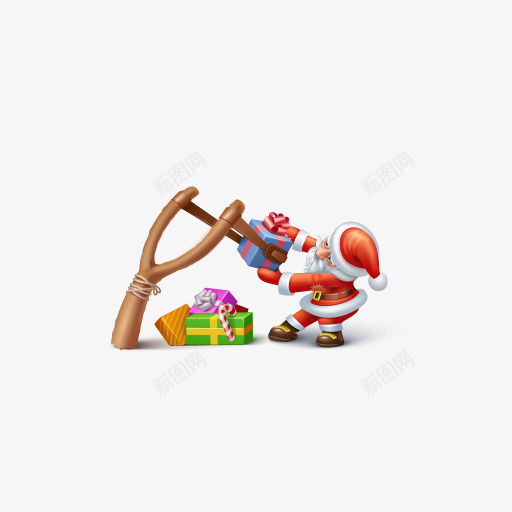 可爱圣诞老人发礼物图标png_新图网 https://ixintu.com 圣诞老人