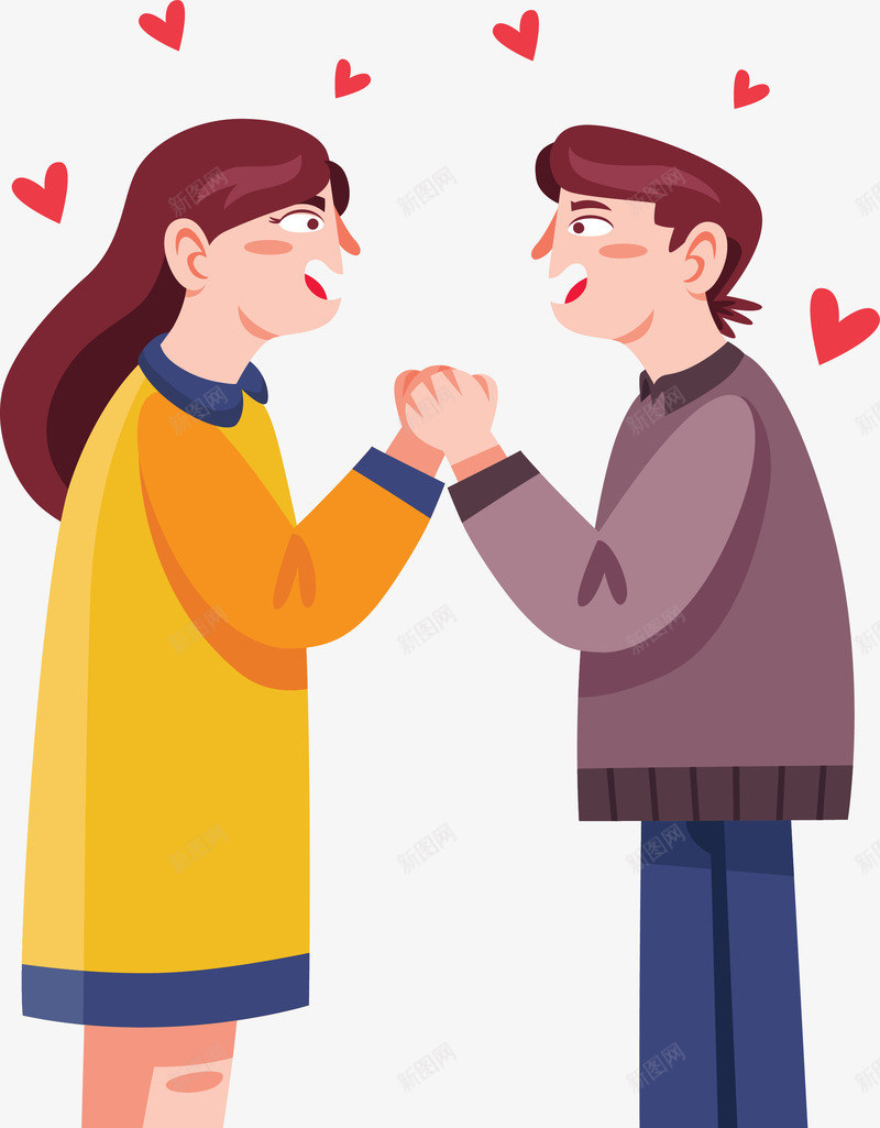 卡通手绘情侣爱人人物插画矢量图ai免抠素材_新图网 https://ixintu.com 人物设计 卡通人物 卡通情侣 情侣人物 情侣爱人 爱人 矢量图