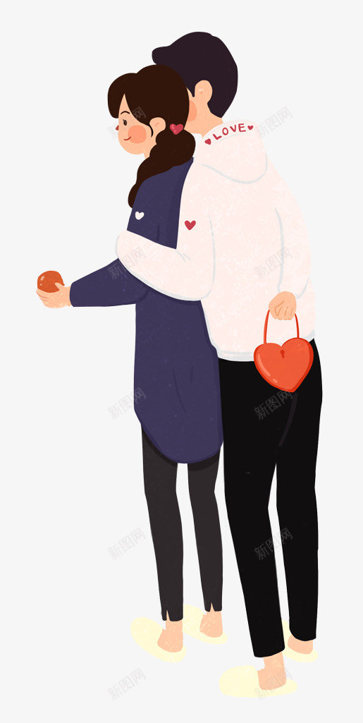 装饰插图相爱的情侣插画png免抠素材_新图网 https://ixintu.com 情侣 手绘人物 拥抱 插画 相恋 相爱 背后 装饰插图