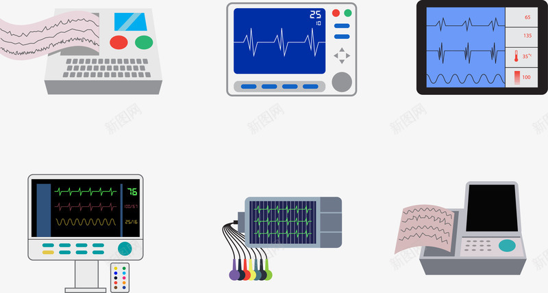 波形图矢量图ai免抠素材_新图网 https://ixintu.com 传真机 办公用品 心电图 波形图 频率 矢量图