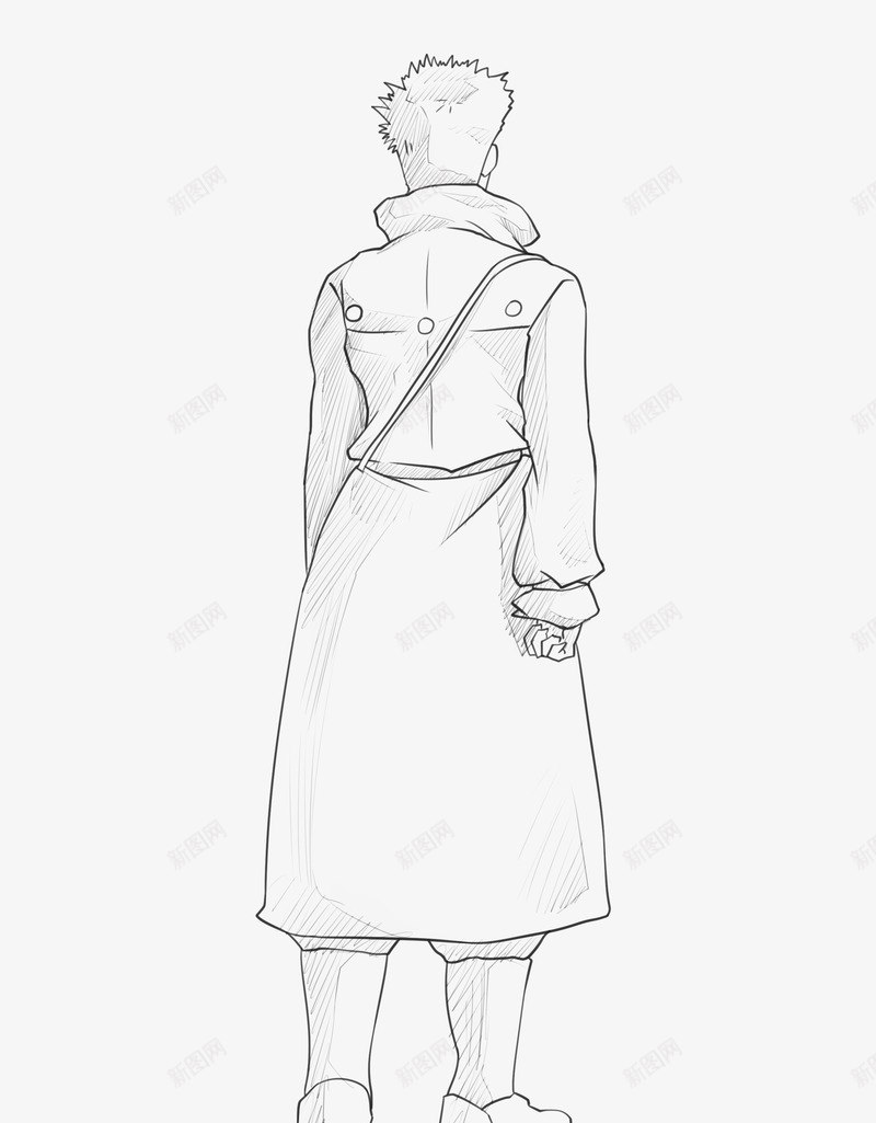 背影卡通线稿png免抠素材_新图网 https://ixintu.com 卡通人物 卡通线稿 线描 线描背影 线稿 背影线稿