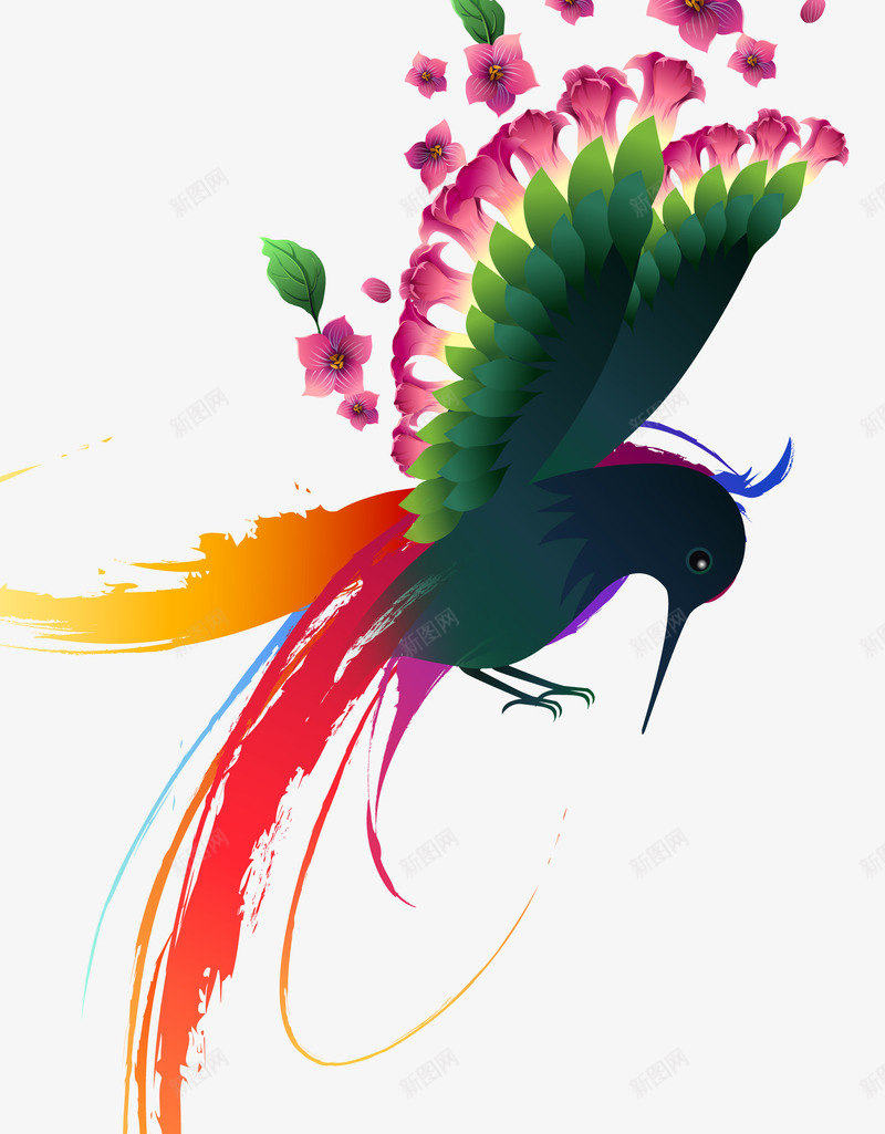 精美飞鸟psd免抠素材_新图网 https://ixintu.com 七彩飞鸟 展架设计 精美花儿 花儿 飞鸟 鸟