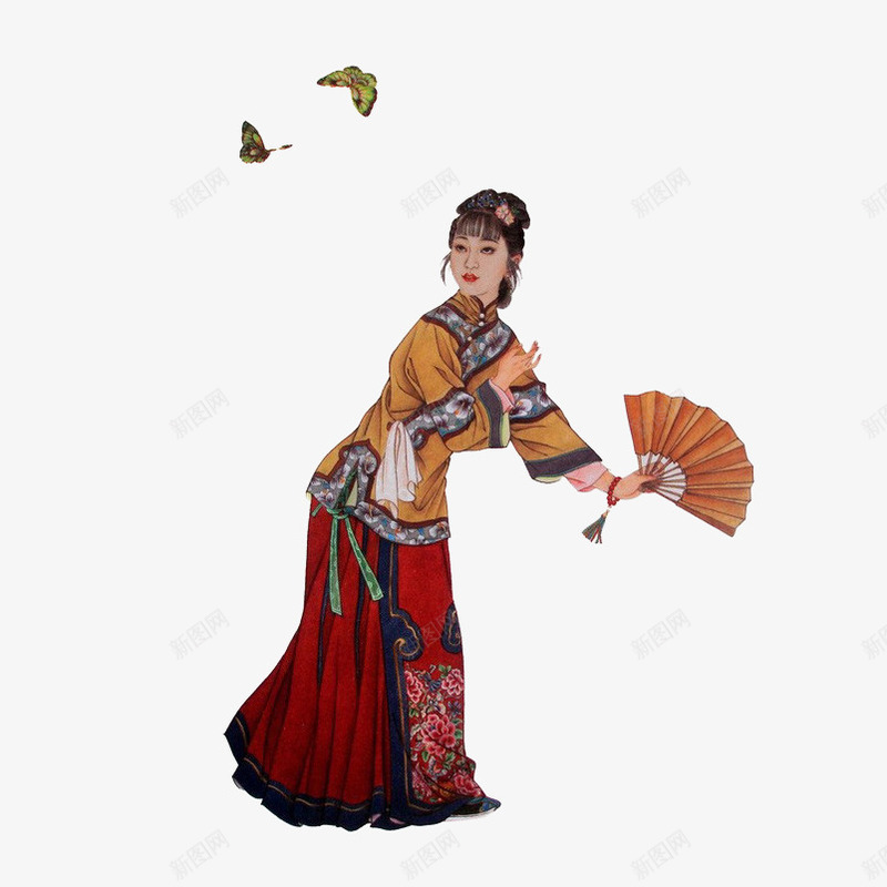 手绘清装红楼梦人物插画宝钗扑蝶png免抠素材_新图网 https://ixintu.com 中国风 人物 宝钗扑蝶 扇子 手绘 手绘清装红楼梦人物插画宝钗扑蝶免抠免费下载 插画 清装 红楼梦 红楼梦服饰 薛宝钗 蝴蝶
