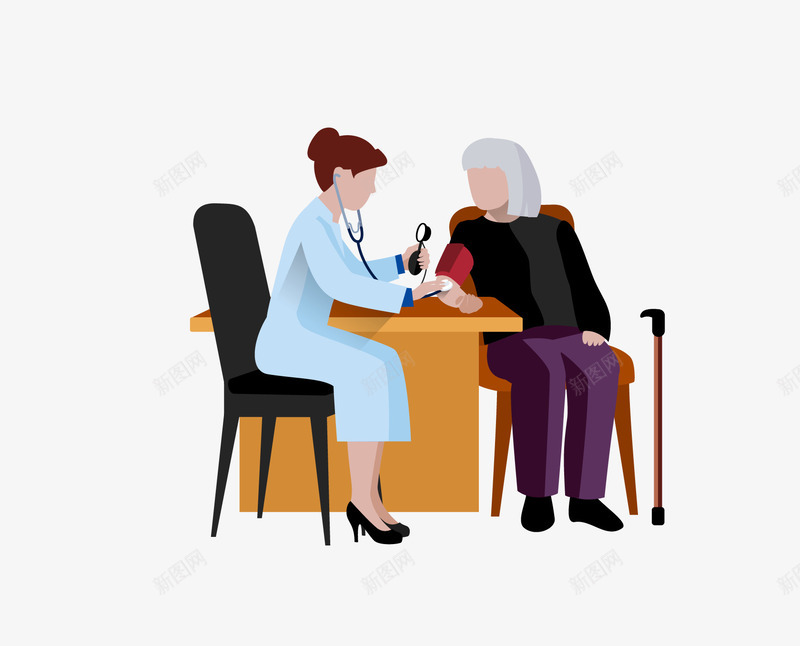 卡通老人量血压png免抠素材_新图网 https://ixintu.com 卡通老人量血压 矢量老人量血压 老人 老人量血压 量血压