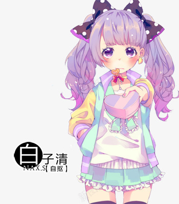 带蝴蝶结的紫发少女png免抠素材_新图网 https://ixintu.com 少女 蝴蝶结