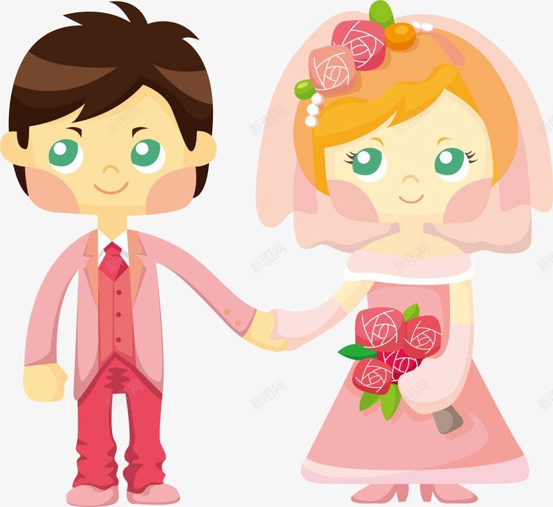 粉色卡通情侣png免抠素材_新图网 https://ixintu.com 免抠PNG 卡通 婚庆 婚礼 情侣 浪漫 粉色 装饰图案