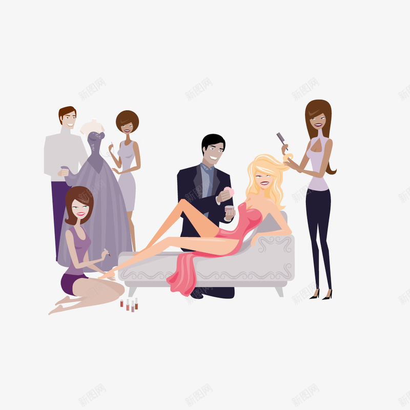 被仆人围绕的贵妇png免抠素材_新图网 https://ixintu.com 上层生活 明星 贵族