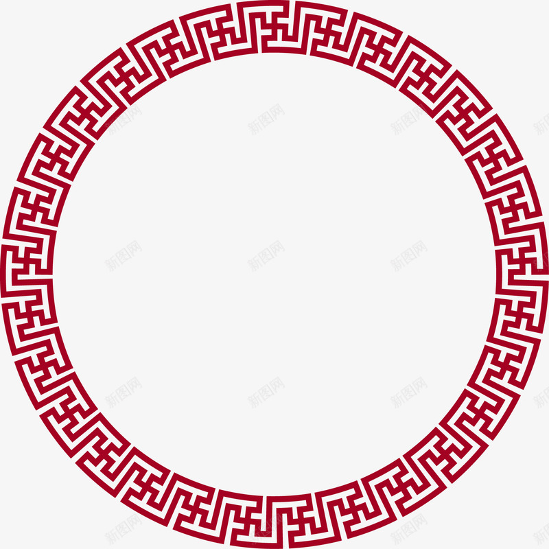 中国风圆形边框png免抠素材_新图网 https://ixintu.com 中式边框 红色纹理底纹 纹样装饰 边角装饰