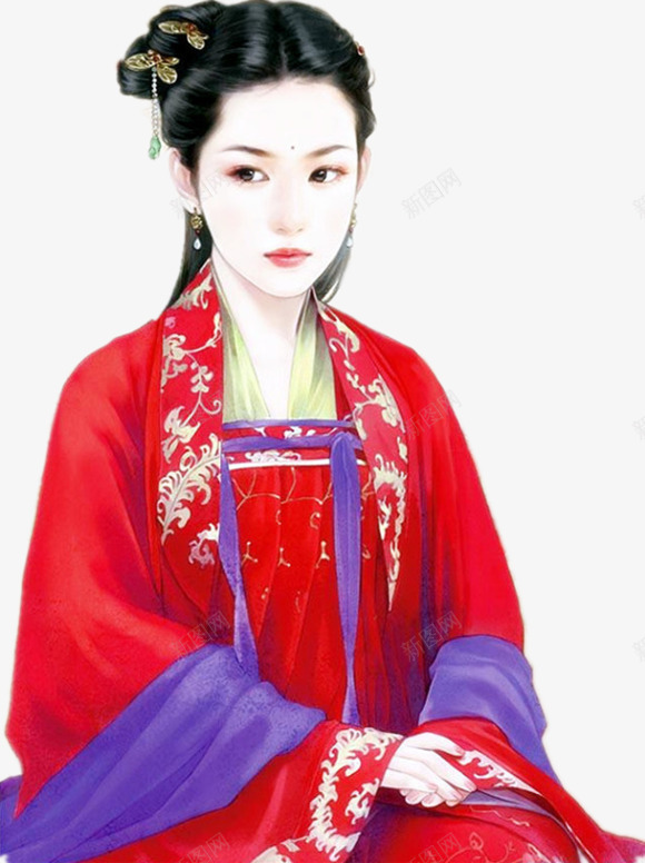 红衣女子青春手绘古风png免抠素材_新图网 https://ixintu.com 古风 女子 手绘 红衣 青春