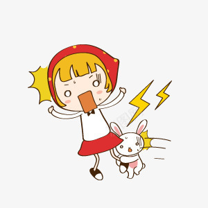 小红帽png免抠素材_新图网 https://ixintu.com 卡通人物 惊讶 扁平