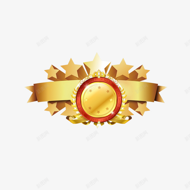 金色星星徽章立体图形png免抠素材_新图网 https://ixintu.com 徽章 星星 金属 金属块 金条 金色 黄金