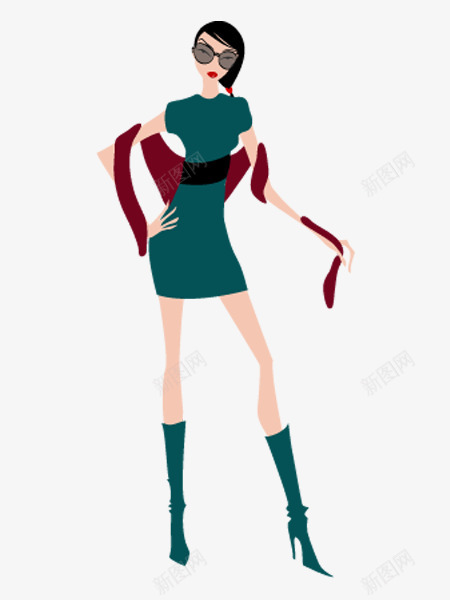 墨镜女png免抠素材_新图网 https://ixintu.com 妇女 矢量美女 都市美女