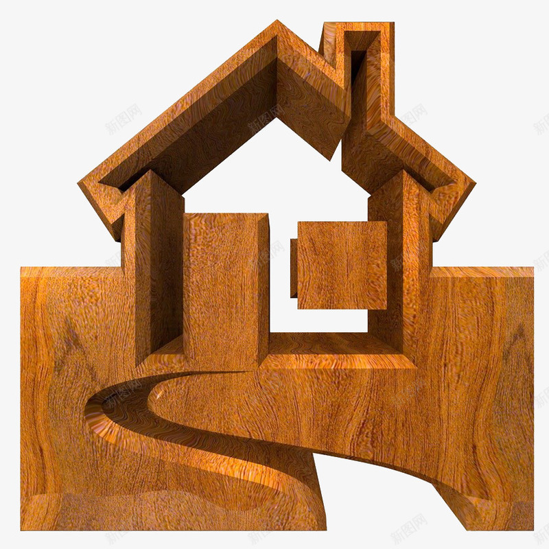 木房子模型png免抠素材_新图网 https://ixintu.com 住房建造 屋顶 建筑 建筑风格 木头门 木房子模型 柜子 窗户 金色