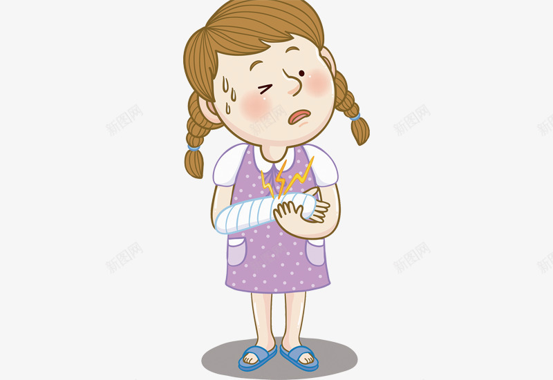 胳膊受伤的卡通女孩png免抠素材_新图网 https://ixintu.com 免抠 医生诊治 医院门诊 治疗康复 胳膊受伤 运动损伤