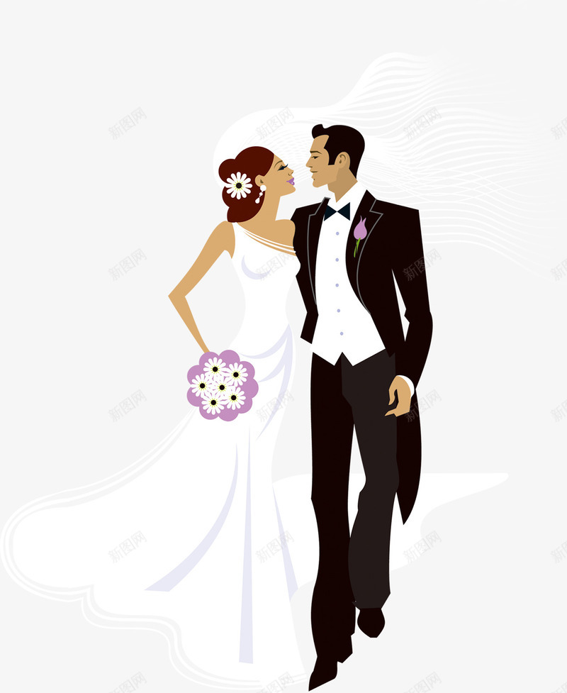 手绘新婚夫妻婚庆七夕情人节png免抠素材_新图网 https://ixintu.com 夫妻 婚庆 情人 新婚