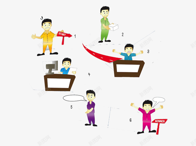 卡通分工合作步骤矢量图ai免抠素材_新图网 https://ixintu.com 分工 分工合作 分工图 卡通素材 合作 团结 工作分工 男人 矢量图