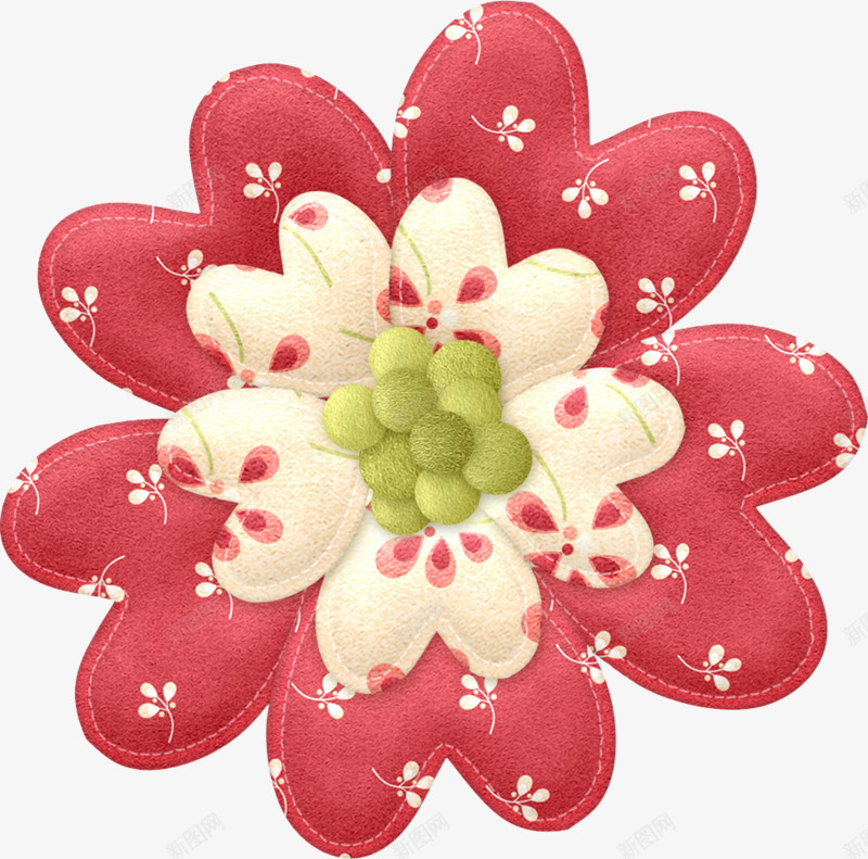 红色花朵png免抠素材_新图网 https://ixintu.com 好看 实物 布制 红色