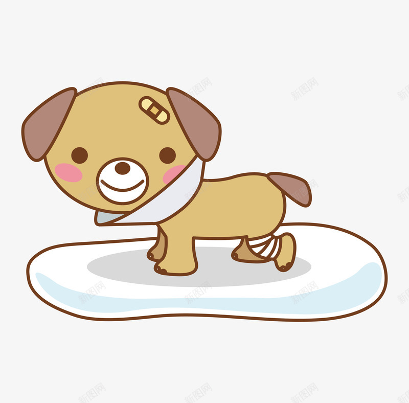 受伤的小狗卡通图png免抠素材_新图网 https://ixintu.com 创可贴 动物 包扎 卡通 受伤 可爱的 小狗