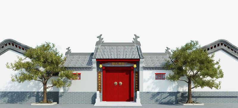 中式四合院png免抠素材_新图网 https://ixintu.com 3D作品 3D设计 中式庭院 中式门楼 北京四合院 古代牌楼 古建筑 四合院 庭院