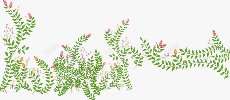 春天绿色创意花草png免抠素材_新图网 https://ixintu.com 创意 春天 绿色 花草 设计