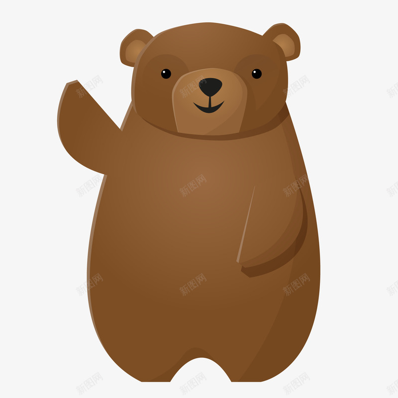 卡通招手的小熊矢量图ai免抠素材_新图网 https://ixintu.com 动物园 动物设计 卡通 小熊 扁平化 手绘 矢量图