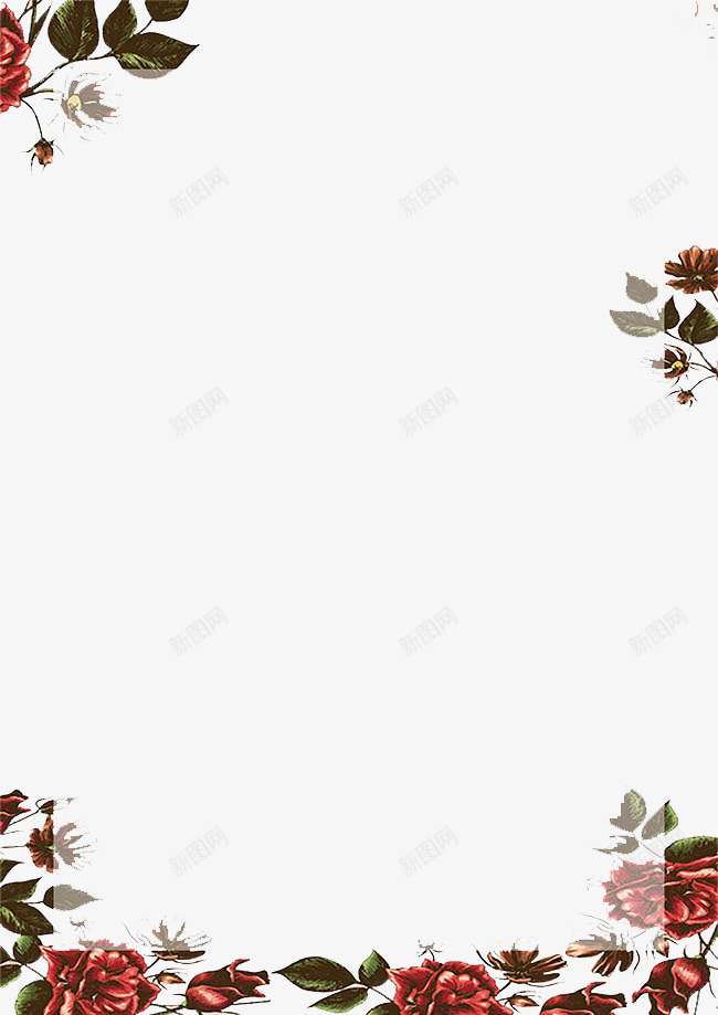 花朵相框png免抠素材_新图网 https://ixintu.com 玫瑰花 碎花边框 红花