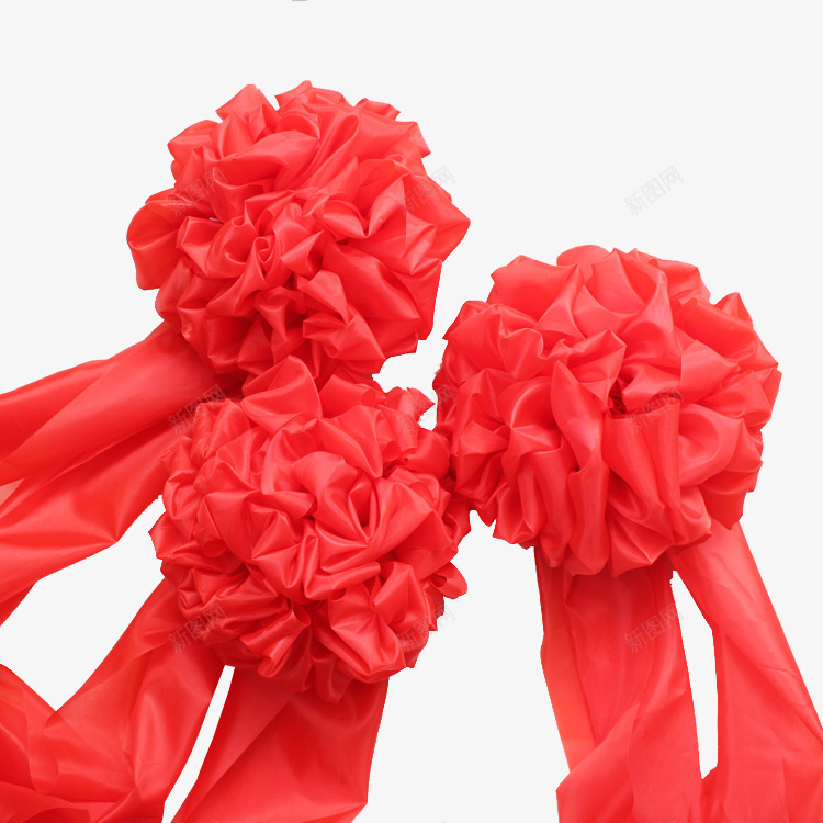 传统节日红绸花png免抠素材_新图网 https://ixintu.com 中国传统 传统节日 剪彩花球 喜庆节日 大红色 红绸花