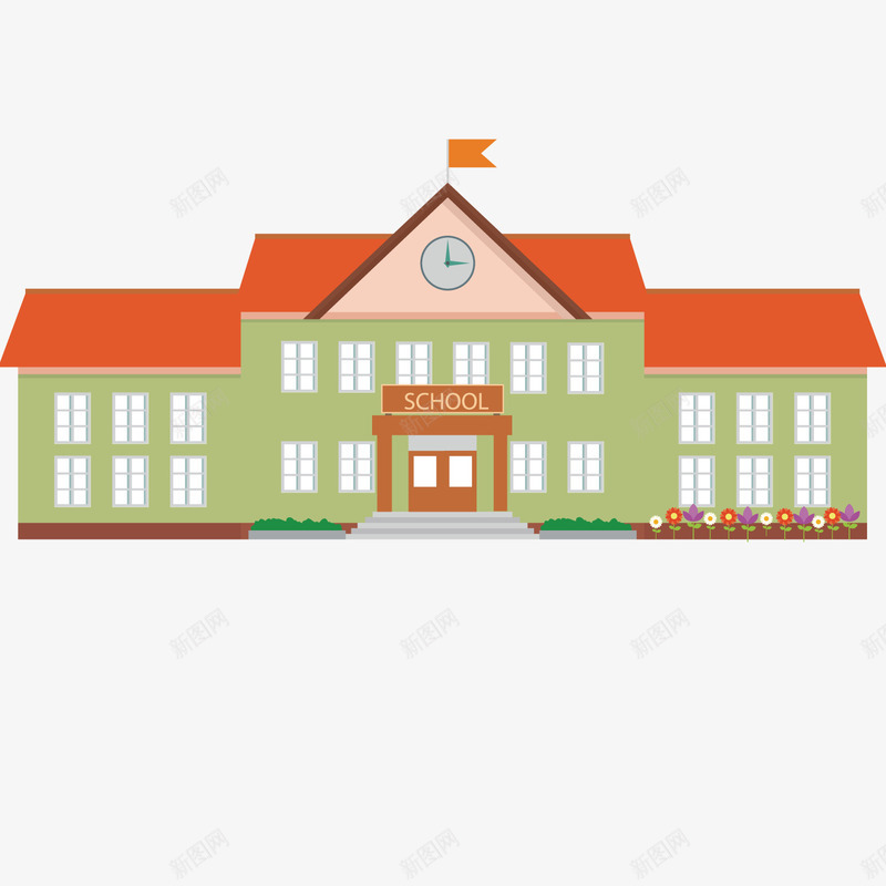 扁平化学校png免抠素材_新图网 https://ixintu.com 学校 建筑 房子 扁平 教育