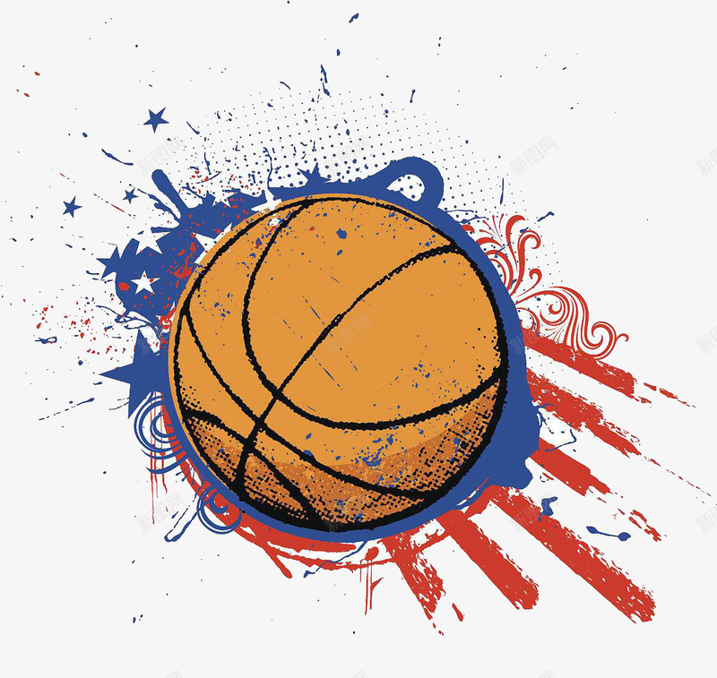 涂鸦风格手绘篮球图案png免抠素材_新图网 https://ixintu.com 创新风格 图案 手绘风格 涂鸦风格 篮球图案 篮球手绘 装饰