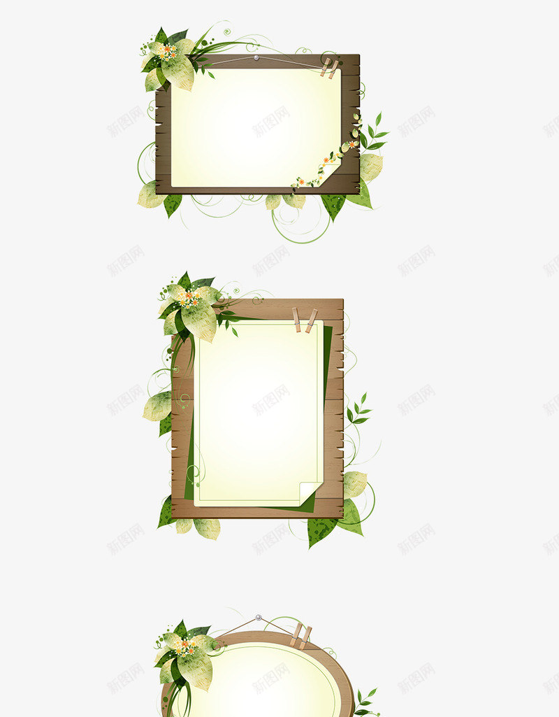 植物木板边框矢量图ai免抠素材_新图网 https://ixintu.com 木板 植物 边框 矢量图