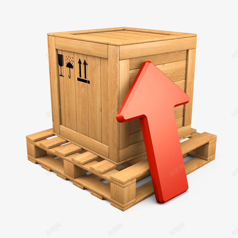 木箱箭头png免抠素材_新图网 https://ixintu.com 木板箱子 木箱 木质箱子 立体箭头 箭头 箱子 红色箭头