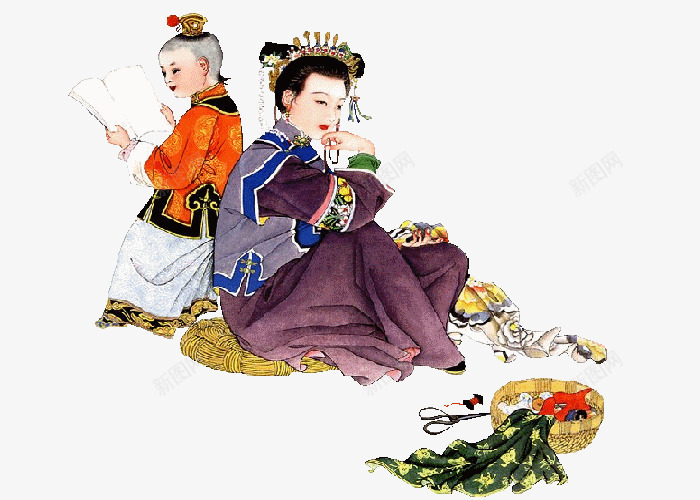 母子png免抠素材_新图网 https://ixintu.com 古装 古风衣服 孟子 感恩 慈母手中线 母子