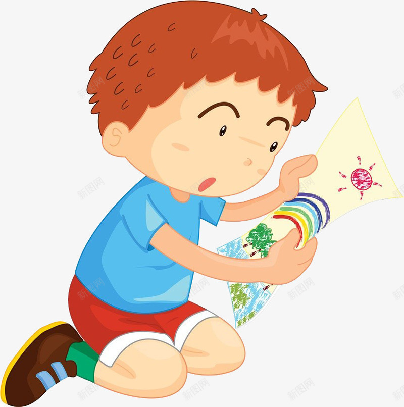 跪在地上看画的小男孩png免抠素材_新图网 https://ixintu.com 下跪 卡通手绘 悲伤地 磕头 祈求 认罪 请求原谅 请罪 赔罪 跪下 跪拜