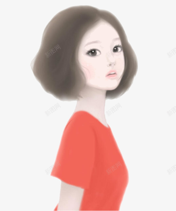 一个红衣少女png免抠素材_新图网 https://ixintu.com 一个女孩 少女 手绘 红衣