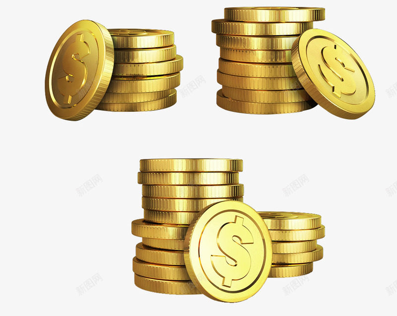 手绘卡通一堆金币png免抠素材_新图网 https://ixintu.com 卡通 金币