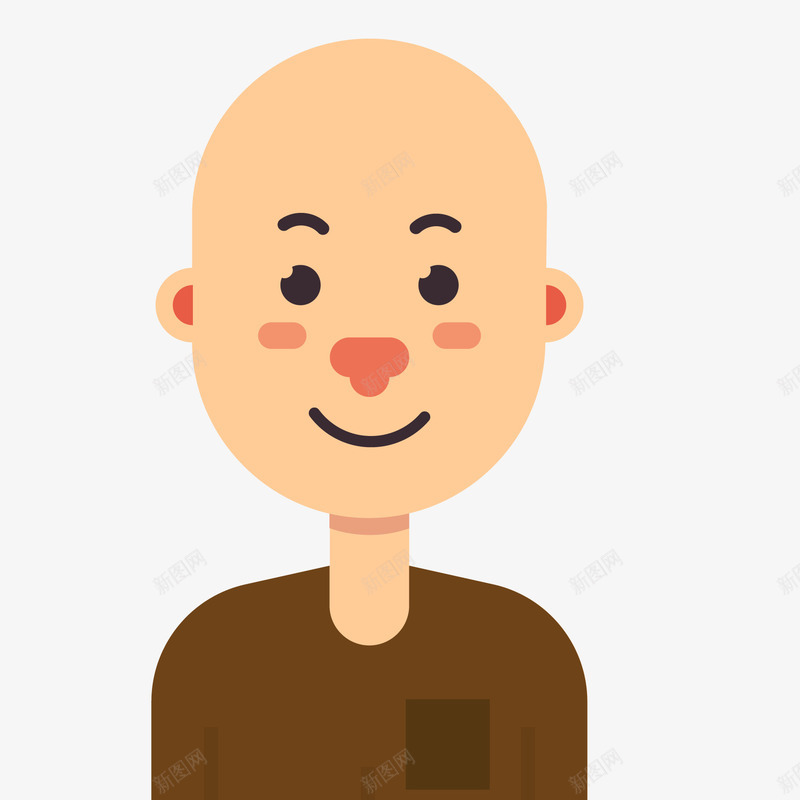 卡通微笑的光头人物矢量图ai免抠素材_新图网 https://ixintu.com 人物设计 光头 卡通 图案 微笑 扁平化 没有头发 矢量图